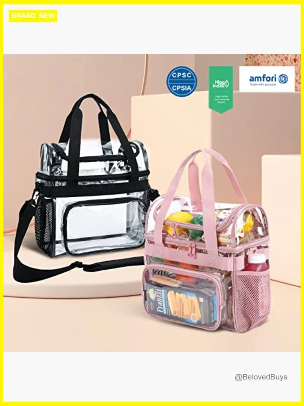 Clear Lunch Bag Heavy-Duty Tote Stadium Approved Large Work to Go